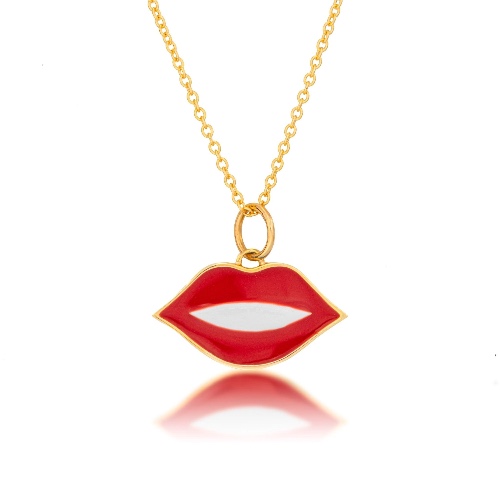 Gold Lip Necklace - 14K Yellow Gold