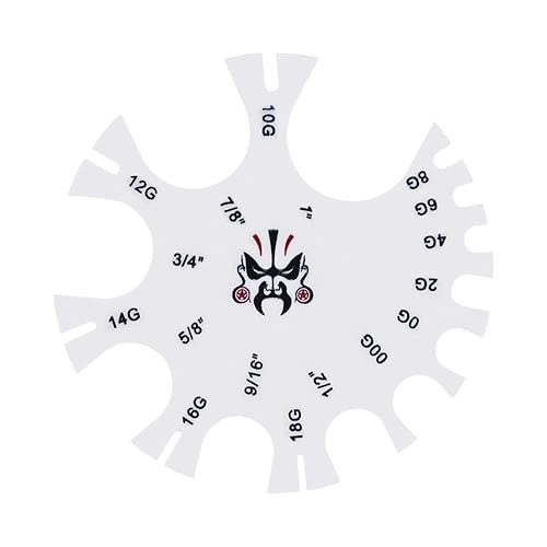 COOEAR Acrylic Piercing Gauge Measurement Wheel 18G-1 Inch. - rule