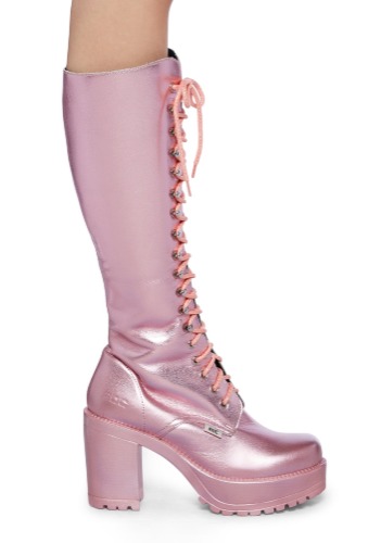 Lash Knee High Boots - Pink | 41