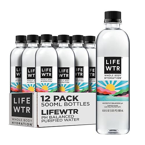 LIFEWTR Premium Purified Water pH Balanced with Electrolytes, 100% recycled plastic bottles, 16.9 Fl Oz Bottles, 500ml (Pack of 12) - Purified Water - 16.9 Fl Oz (Pack of 12)