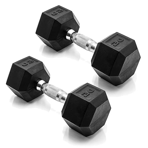 CAP Barbell Coated Dumbbell Weight Pairs | Multiple Options - Chrome Handle - 20 lb - Pair