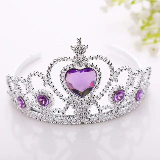 Rhinestone Embellished Gemstone Princess Tiara - Purple