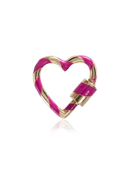 14K gold and enamel lock heart charm