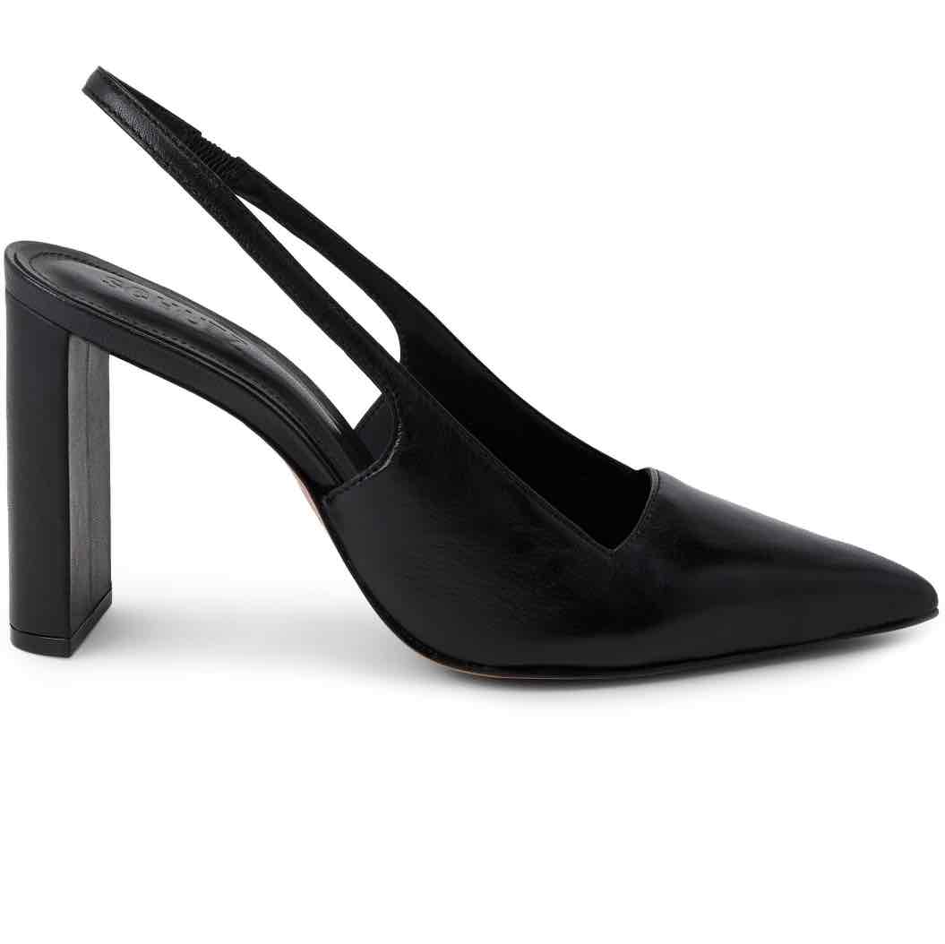 pointed-toe slingback leather pumps