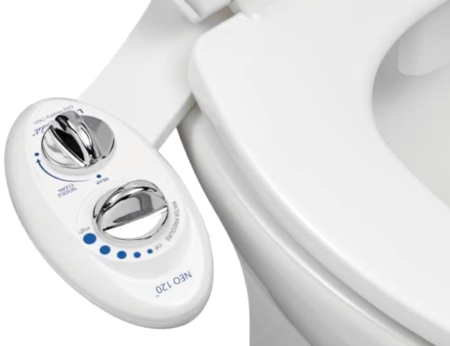 LUXE Bidet NEO 120 - Self-Cleaning Nozzle, Fresh Water Non-Electric Bidet Attachment for Toilet Seat, Adjustable Water Pressure, Rear Wash (White) - White