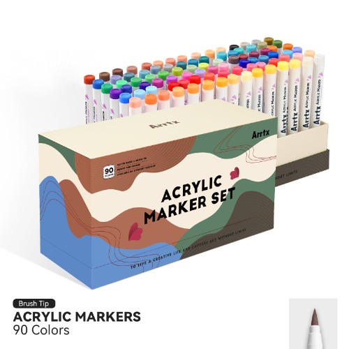 Arrtx 90 Colors Acrylic Marker Paint Pens Brush Tip Series | 90 Colors