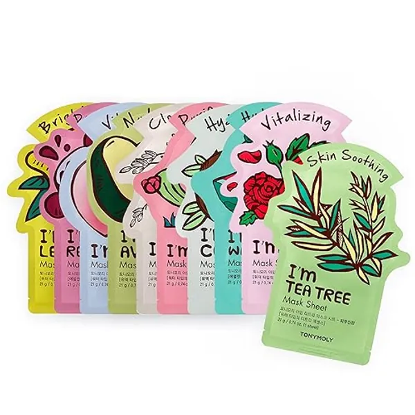 TONYMOLY I'm Real Sheet Mask, Pack of 10 - Sheet Mask, 10 Count, Assorted - 1 Count (Pack of 10)