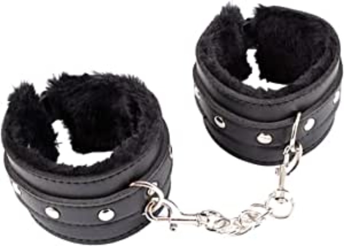 Rbenxia Adjustable Handcuffs Ankle Bracelets SM Adult Plush PU Leather Bondage Fetish Handcuffs Kit Cuff Restraint Set Sex Toy, Handcuff Restraints Adult Sex Toys Black - black