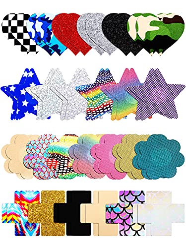 WILLBOND Multi Design Pasties Breast Covers Disposable Bra Satin Petal Stickers Adhesive Breast Pasties - 25 - Delicate Style