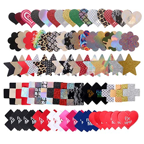 Ypser 43 Pairs Multi Design Nipple Covers Disposable Pasty Satin Pasties for Women - 80 Pairs Mix1