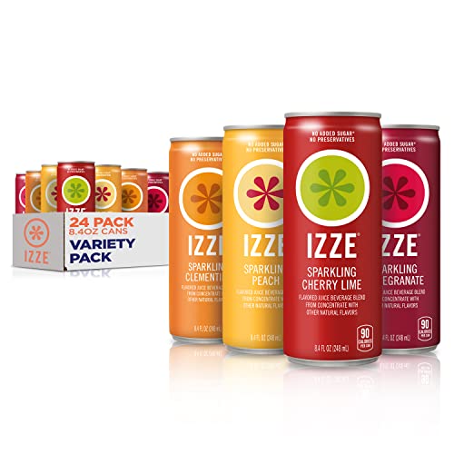 Izze Sparkling Juice, 4 Flavor Sunset Variety Pack, 8.4 Fl Oz (Pack of 24) - Sunset Variety Pack - 8.4 Fl Oz (Pack of 24)