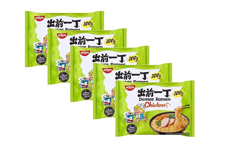 Nissin Chicken Flavour Demae Ramen Instant Noodles 100g (Pack of 5) - Chicken - 5 count (Pack of 1)