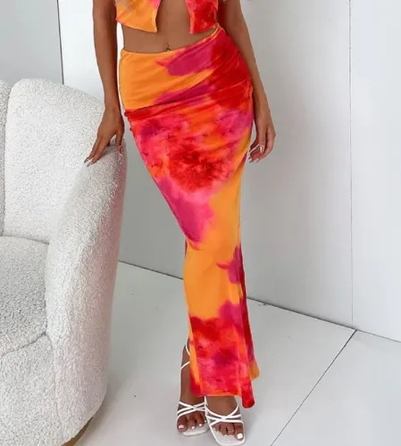 Arlou Maxi Skirt - Pink/Orange