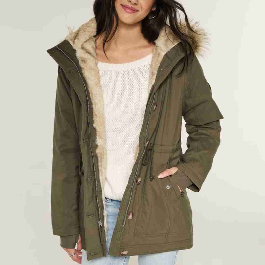 Olive Faux Fur Parka 