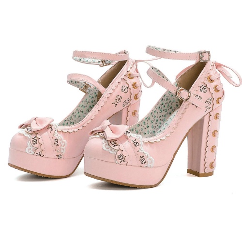 Lacy Corset High Heels - Pink / 5.5