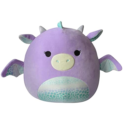Squishmallows 14-Inch Purple Dragon with Teal Scales, Belly and Wings Plush - Add Drow to Your Squad, Ultrasoft Stuffed Animal Large Plush Toy, Official Kelly Toy Plush