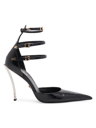 Leather Sculptural-Heel Ankle-Strap Pumps
