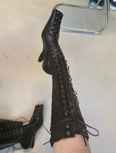 Shana Black Strech Lace Tall Boots