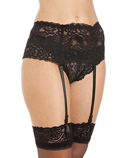 Sexy Silky Wide Lace Suspender Belt