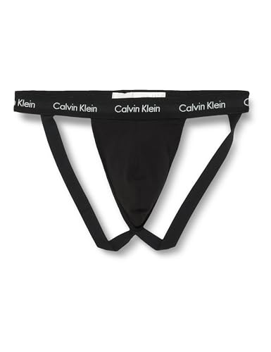 Calvin Klein Men Jock Strap Sports Underwear Stretch Cotton Pack of 3 - L - Black (Black, Black, Black)