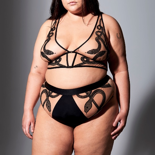 Medusa High-Waisted Bikini - Butterscotch | Black/Butterscotch / L