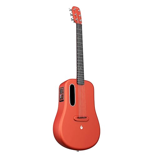 LAVA ME 3 Carbon Fiber Smart Guitars for Adults Teens Beginners, Acoustic-Electric Guitarra with HILAVA OS, w/Space Gig Bag 36'' Red - 36 inch - Red
