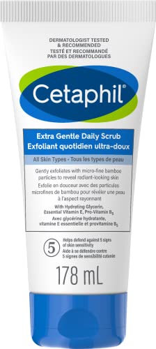 Cetaphil Extra Gentle Daily Scrub With Micro-fine Bamboo Particles and Vitamin e, Gently Exfoliates, Non-Irritating, Paraben-Free, For Sensitive Skin, 178ml - 178 ml (Pack of 1) - Extra Gentle Daily Scrub