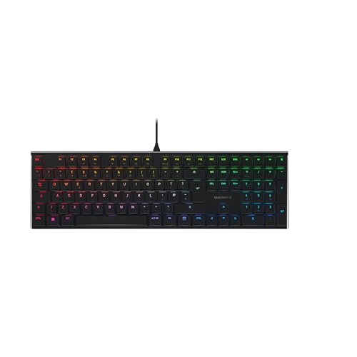 CHERRY MX 10.0N RGB, Flat Mechanical Gaming Keyboard, UK Layout (QWERTY), Wired, Original CHERRY MX LOW PROFILE RGB SPEED Switches, Black - UK layout - QWERTY - Black - MX LOW PROFILE RGB SPEED Switches