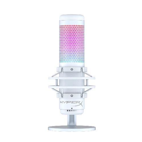 HyperX QuadCast S – RGB USB Condenser Microphone for PC, PS5, Mac, Anti-Vibration Shock Mount, 4 Polar Patterns, Pop Filter, Gain Control, Gaming, Streaming, Podcasts, Twitch, YouTube, Discord – White - RGB Lighting QuadCast White