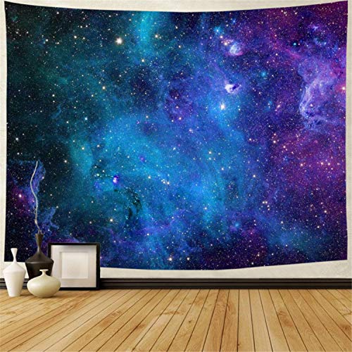 Lahasbja Galaxy Tapestry Blue Starry Sky Tapestry Universe Space Tapestry Wall Hanging Psychedelic Tapestry Mysterious Nebula Stars Wall Tapestry for Living Room Dorm - 59.10" × 78.70" - Blue Galaxy