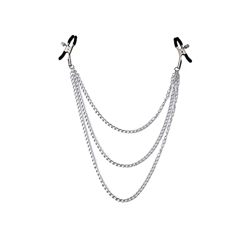 Body Clamps with Chain Stainless Steel Body clip Adjustable Body Ring Non-Piercing Body Chain Non-Piercing Body Jewelry for Women Men - silver