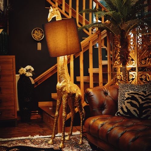 Floor Lamp Giraffe Gold with Black Shade | Default Title