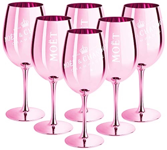 6 x Moet & Chandon Champagne Glass Rose (Limited Edition) Ibiza Imperial Glass Pink Champagne Glass Rose Glasses (Pack of 6)