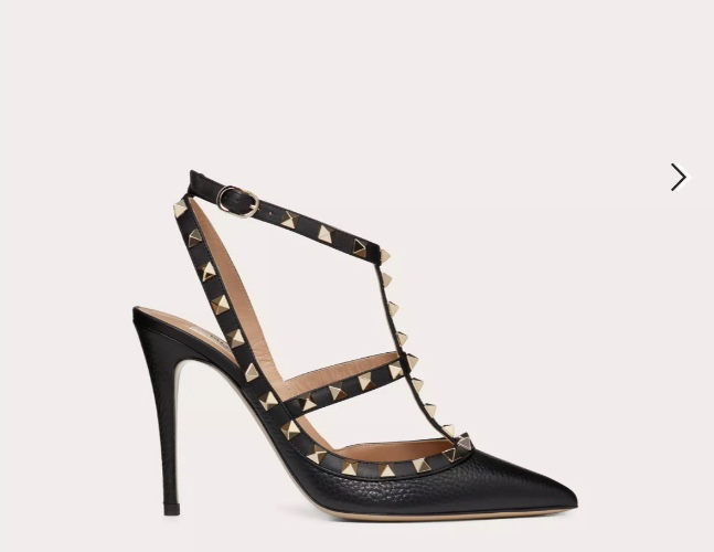 Escarpins À Brides Rockstud En Cuir De Veau Grainé. Talon : 100 Mm pour Femme en Noir | Valentino FR
