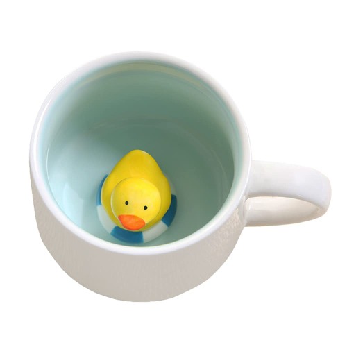 Leuke koffiemok, Kawaii Duck Milk Tea Keramische mokken, 3D Animal Morning Cup Gift voor warme chocolade, drank, bruiloften, verjaardagen, vaderdag, moederdag voor meisjes vrouwen jongens