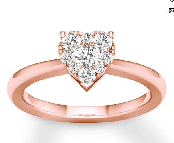 Heart Framed Round Diamond Engagement Ring 1/3 ct tw 10K Rose Gold