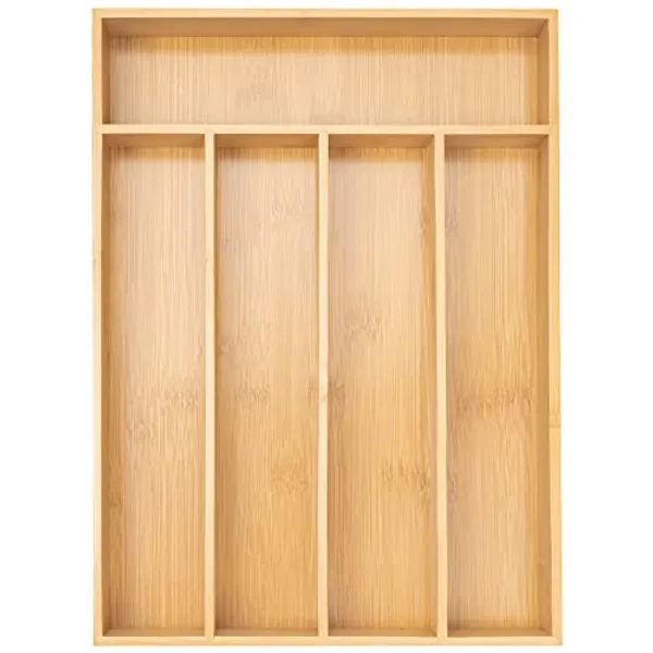 Besilord Bamboo Kitchen Drawer Organizer - Silverware Holder and Utensil Tray