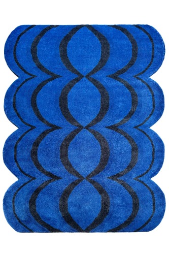 Ripple Wavy Hand Tufted Wool Rug | 6’ x 9’ / Blue
