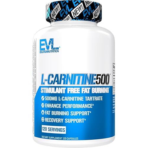 EVL L-Carnitine Supplement for Weight Loss Support - L carnitine 500mg Diet Pills For Weight Loss Lean Muscle Growth and Fat Burning Support with Stimulant Free L Carnitine L Tartrate - 120 Servings - Capsules - 120 Count (Pack of 1)