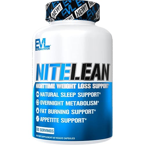 Evlution Nutrition Night Time Fat Burner Support - Overnight Sleep and Weight Loss Support Pills with Thermogenic Green Tea and White Kidney Bean Extract - Diet Pills That Support Stubborn Fat Loss - 60 Count (Pack of 1)