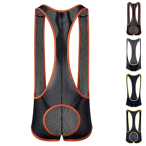 Gruff Pup Mesh Singlet - Black/Orange Assless - X-Large