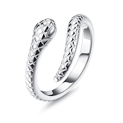 FIASASO 925 Sterling Silver Toe Rings for Women Adjustable 14K White Gold Plated Flower Cz Snake Twist Opal Band Rings Summer Beach Open Toe Rings Foot Jewelry - snake
