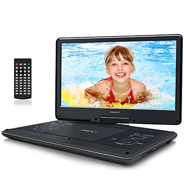 MINLOVE CoolHut 15" Portable DVD Players, DVD Player for Car with 14.1" Large HD Screen/6 Hrs Rechargeable Battery/Car Charger, Region Free, Support AV in&Out/CD/DVD/SD Card/USB