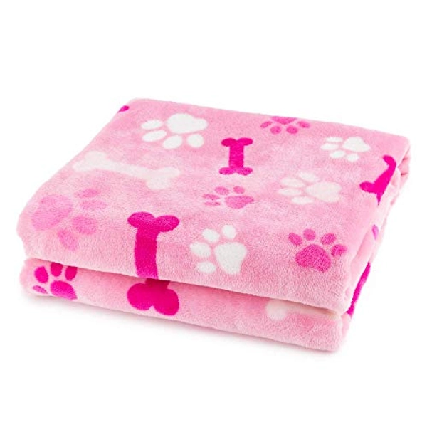 Allisandro® Blanket Premium Fluffy Durable Dog Cover, Soft and Warm Fleece Cat Puppy Throw for Small Medium Large Pet, Pink 160x100cm