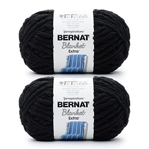 Bernat Blanket Extra Chunky Chenile Acrylic Yarn - 2 Pack - Black