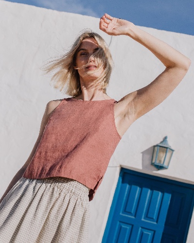 BAY cropped linen top | Cinnamon Rose