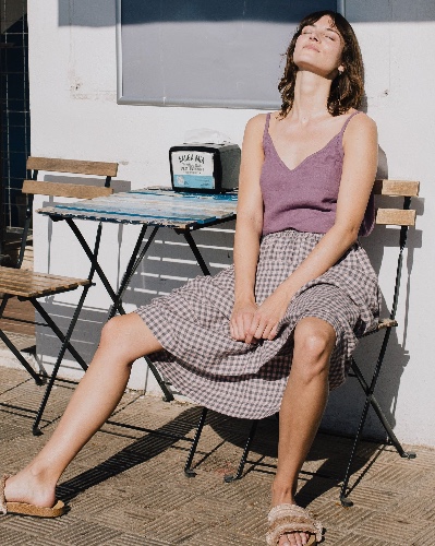 SORRENTO linen slip top | Juniper Green