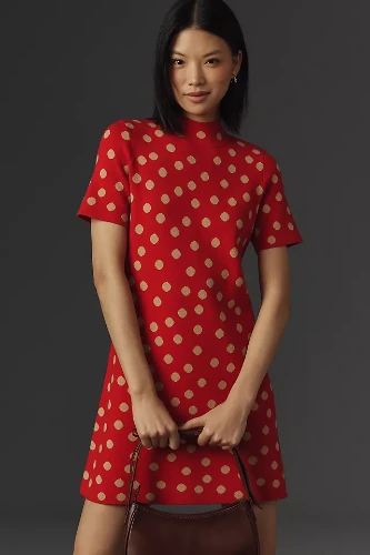 Red Mock-Neck Mod Mini Dress