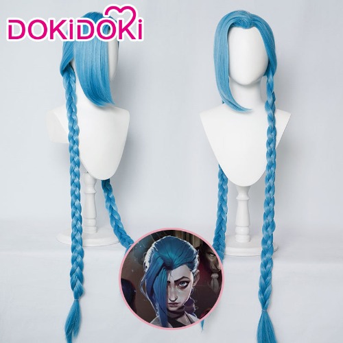 DokiDoki Game LOL Arcane Jinx Cosplay Wig Long Blue League of Legends | JINX-PRESALE