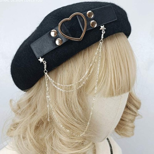 Love Heart Chain Lolita Beret